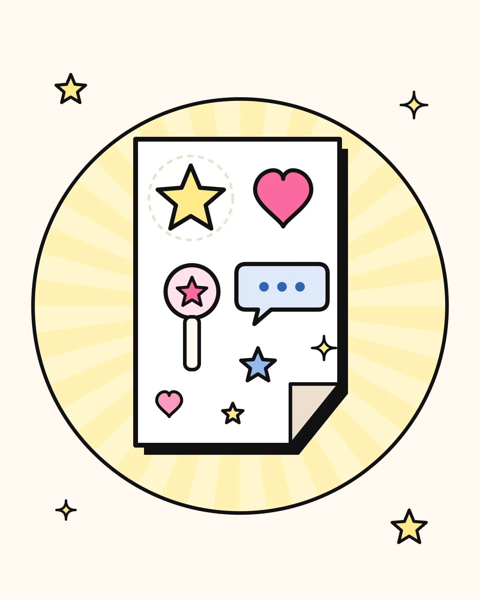 Cartela de adesivos Fandom