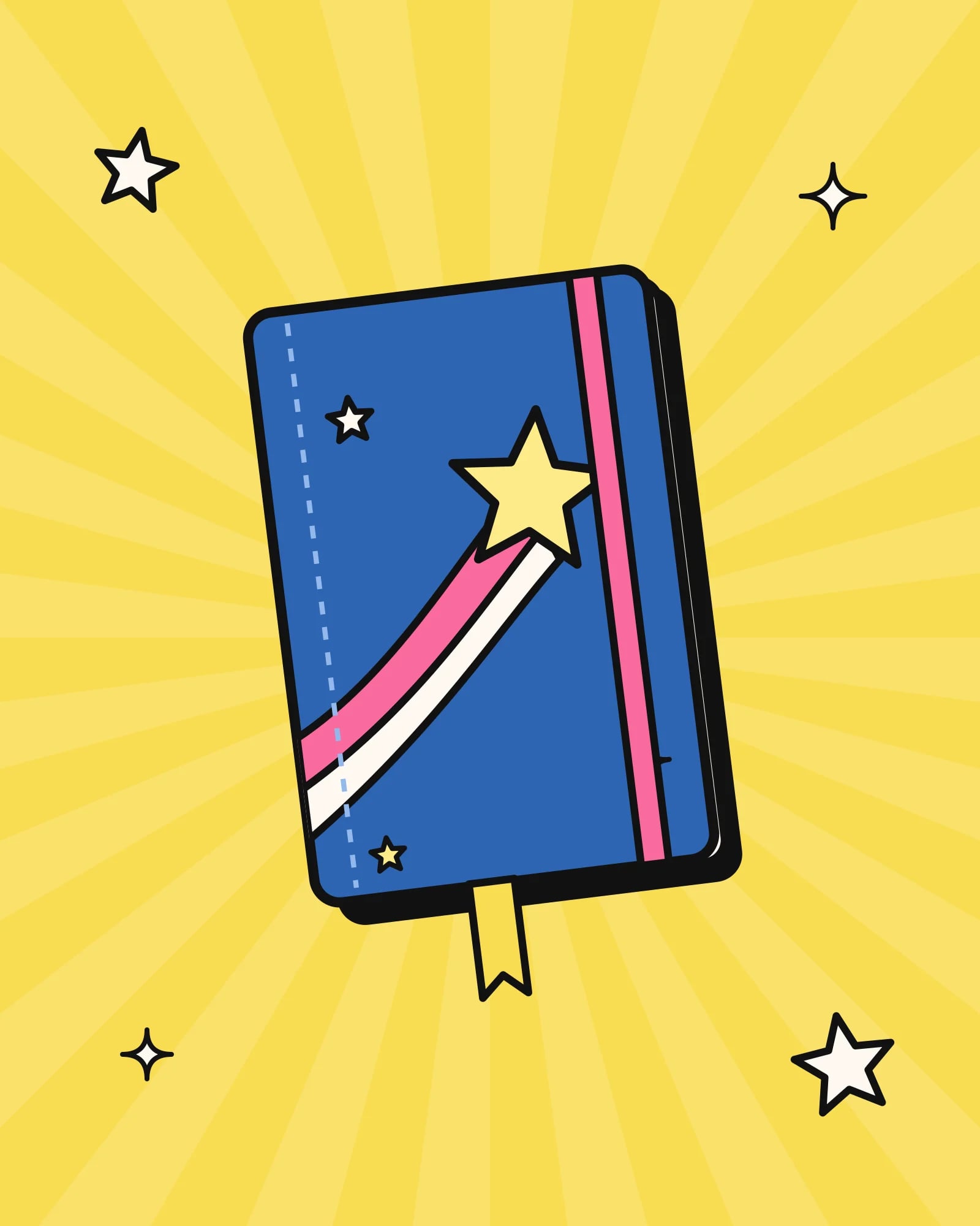 Caderno pontilhado A5 Estrela cadente — outro ângulo