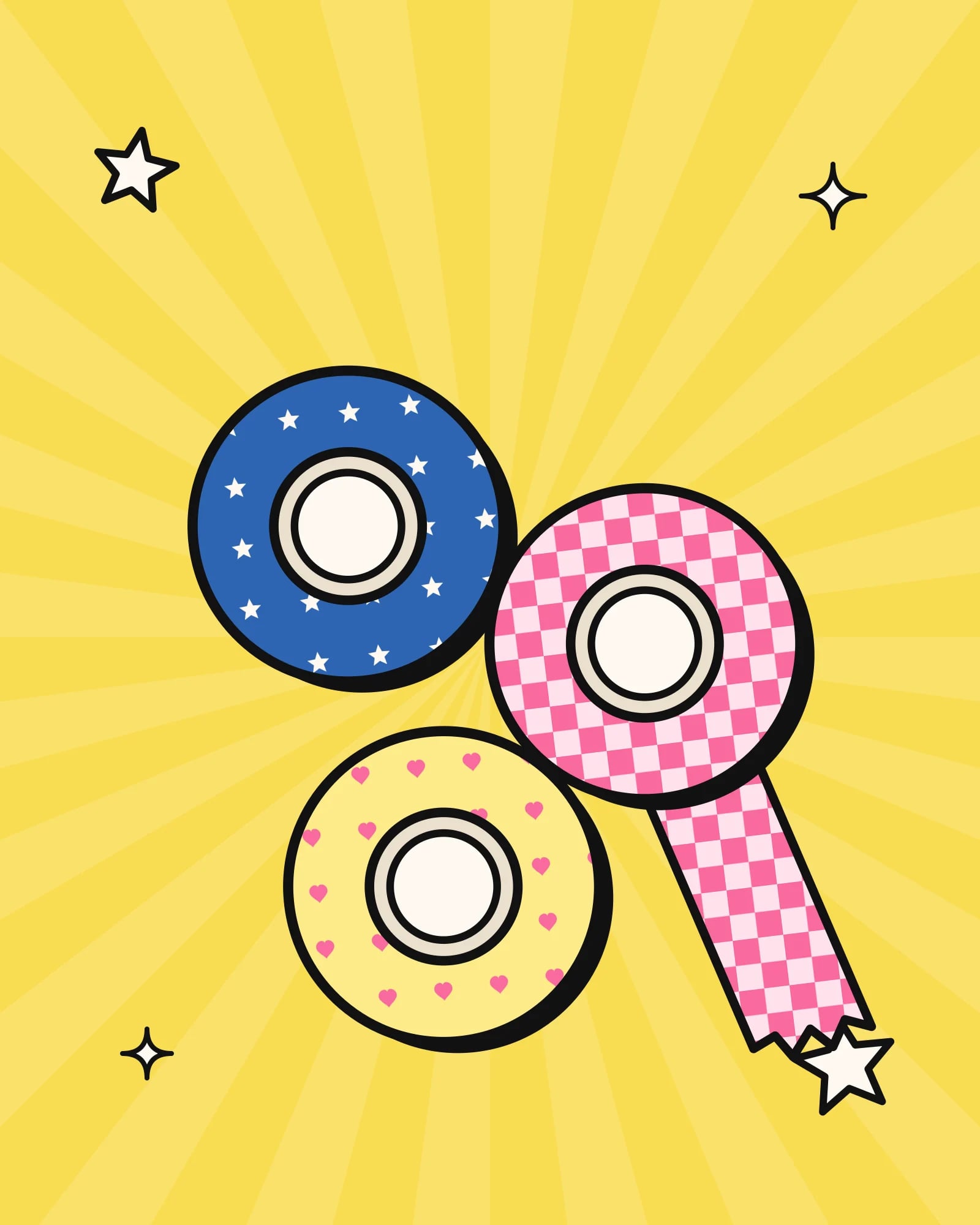 Washi tape Estrelinhas (kit com 3) — outro ângulo