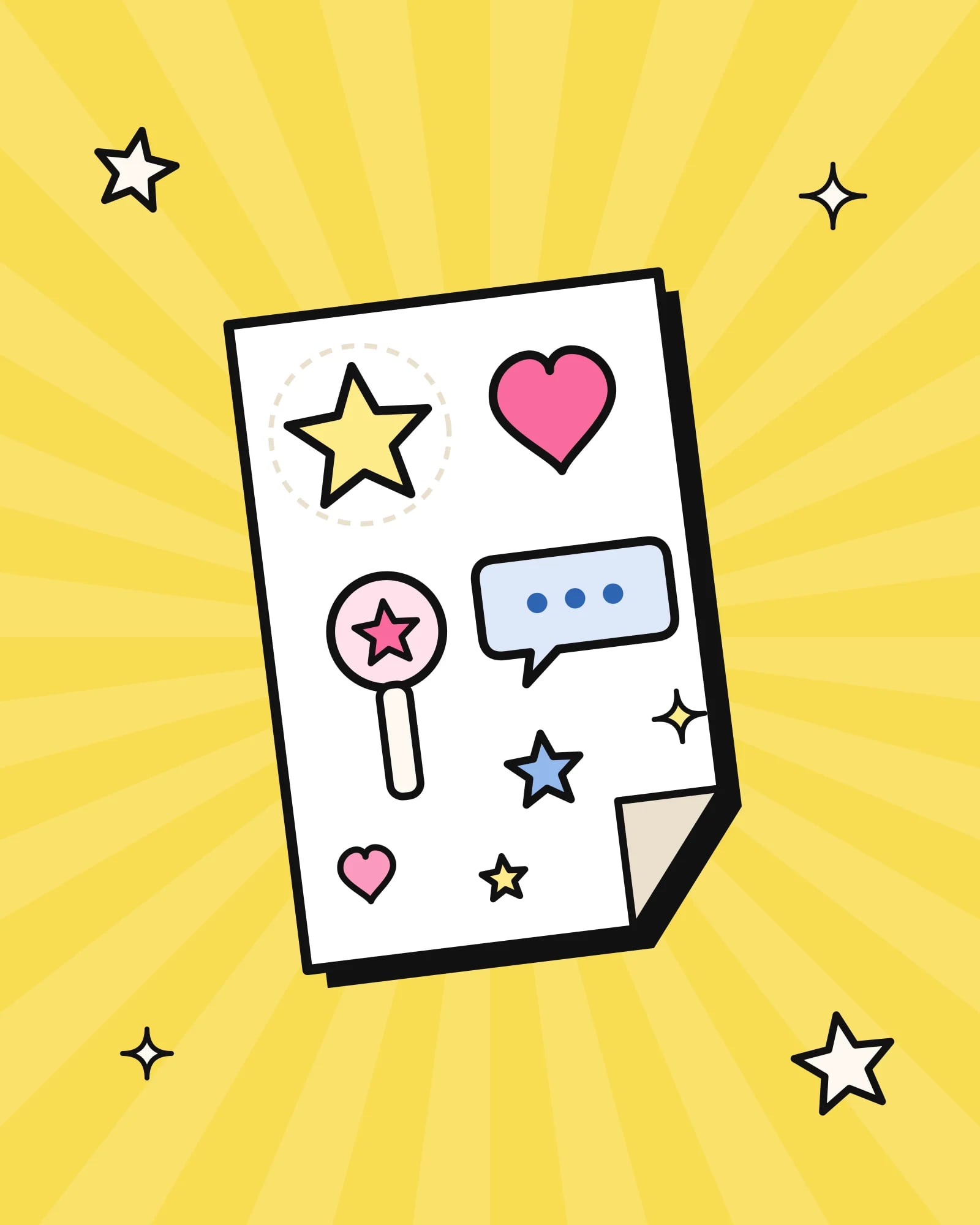 Cartela de adesivos Fandom — outro ângulo